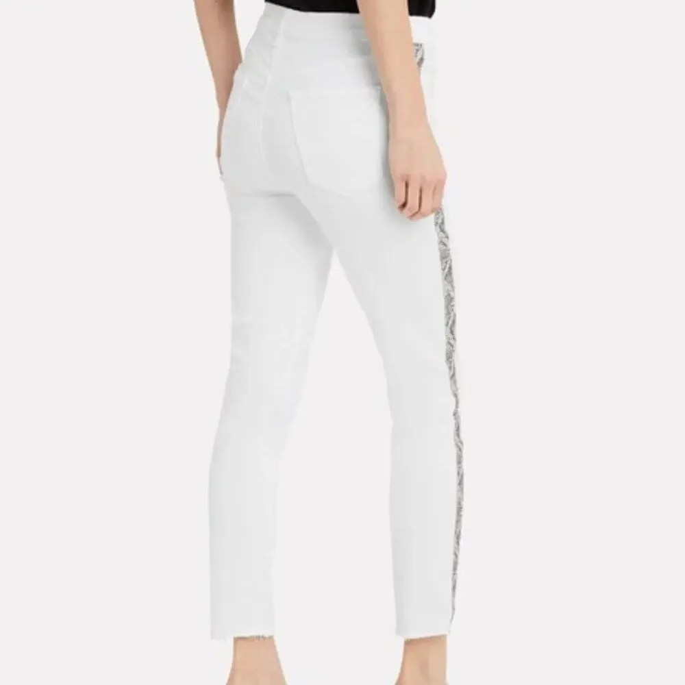 JBRAND ALANA SNAKESKIN STRIPE JEANS IN WHITE Size 26